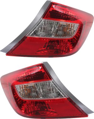 Tail Light Assembly Pair/Set for 2012 Honda Civic Sedan, Right (Passenger) and Left (Driver), Excluding Hybrid Models, Replacement
