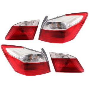 Tail Light Assembly for 2013-2015 Honda Accord Sedan, Pair/Set of 4, Left (Driver) and Right (Passenger), Inner and Outer, EX/LX/Sport Models Replacement