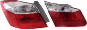 Tail Light for Honda Accord 2013-2015, Left (Driver) Side, Inner and Outer, Clear & Red Lens Replacement Set