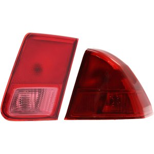 Tail Light Assembly Set for 2001-2002 Honda Civic Sedan, Right (Passenger) Side, Inner and Outer, Replacement