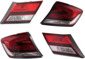 Tail Light Assembly for 2014-2015 Honda Civic, Pair/Set of 4, Inner and Outer, Right (Passenger) and Left (Driver), Replacement