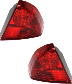 Tail Light Pair/Set for 2003-2005 Honda Civic Sedan, Japan Built Vehicle, Outer Lens and Housing, Right (Passenger) and Left (Driver) Replacement