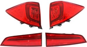 Inner and Outer Tail Light Assembly Pair/Set for 2016-2018 Honda Pilot, Right (Passenger) and Left (Driver) Side Replacement
