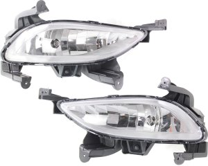 Front Fog Light Assembly for 2014 Hyundai Sonata, Right (Passenger) and Left (Driver) Sides, Excluding Hybrid Model, Replacement Pair/Set