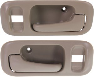 Front Door Handle Pair/Set for Honda Odyssey 1995-1998 / CR-V 1997-2001, Right (Passenger) and Left (Driver) Inside, Beige Plastic with Lock Hole, Replacement
