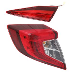 Tail Light Assembly Set for Honda Civic 2016-2021 Right (Passenger), Inner and Outer, Sedan, Replacement