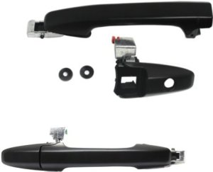 Front Exterior Door Handle Pair/Set for 2009-2010 Honda Civic, Right (Passenger) and Left (Driver), Primed (Ready to Paint), with Keyhole, Replacement