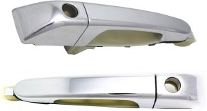 Front Exterior Door Handle Pair/Set for 2006-2012 Kia Sedona, 2007-2008 Hyundai Entourage, Right (Passenger) and Left (Driver), All Chrome Replacement