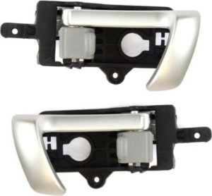Front Door Handle Replacement Pair/Set for 2007 Hyundai Santa Fe, Right (Passenger) and Left (Driver), Inside, Silver Lever/Gray Knob, Compatible With Rear