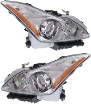 Headlight Assembly for Infiniti G37 2008-2010, Right (Passenger) and Left (Driver), Convertible/Coupe, with HID/Xenon Pair/Set, Replacement