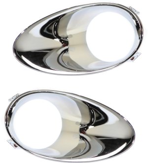 Front Fog Light Molding Pair/Set for Infiniti EX35 (2008-2012), EX37 (2013-2013), QX50 (2014-2015), Right (Passenger) and Left (Driver), Chrome Replacement