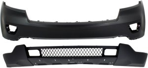 Front Bumper Cover Set for 2011-2013 Jeep Grand Cherokee, Upper and Lower, Primed (Ready to Paint), with Chrome Trim, Excluding SRT/SRT8 Models - Replacement