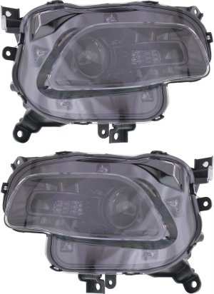 Headlight Assembly Pair/Set for Jeep Cherokee 2014-2018, Right (Passenger) and Left (Driver) Halogen Light with Black Trim, Replacement