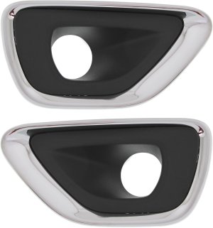 Front Fog Light Molding Pair/Set for 2014-2016 Jeep Grand Cherokee, Black and Chrome, Right (Passenger) & Left (Driver) Replacement