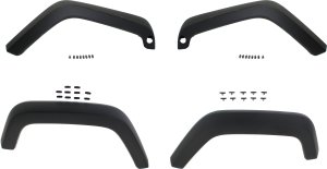 Front and Rear Wheel Opening Molding Pair/Set for Jeep Wrangler (JK) 2007-2018, Right (Passenger) and Left (Driver), Flare Textured Black Plastic, Replacement