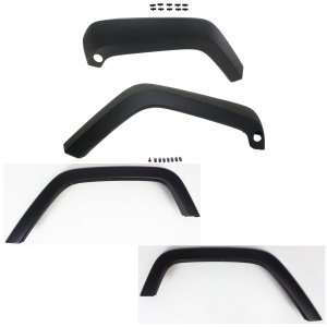 Front and Rear Fender Flares Pair/Set for Jeep Wrangler 2007-2017 / Wrangler JK 2018, Right (Passenger) and Left (Driver), Replacement