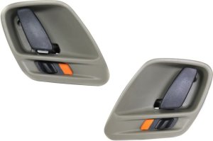 Front Door Handle Pair/Set for 1999-2004 Jeep Grand Cherokee, Light Gray (Taupe), Inside Left (Driver) and Right (Passenger), Replacement