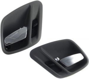 Front Door Handle Pair/Set for 1999-2004 Jeep Grand Cherokee, Right (Passenger) and Left (Driver), Interior, Chrome Lever with Gray Housing, Includes Rear, Replacement