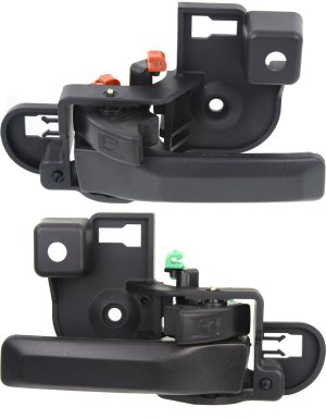 Front Door Handle Pair/Set for Jeep Wrangler (JK) 2011-2018, Inside, Black, Plastic, Right (Passenger) & Left (Driver), Rear-Mounted, Replacement