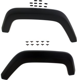 Rear Wheel Opening Molding Pair/Set for Jeep Wrangler (JK) 2007-2018, Right (Passenger) and Left (Driver), Flare, Plastic, Textured Black Replacement