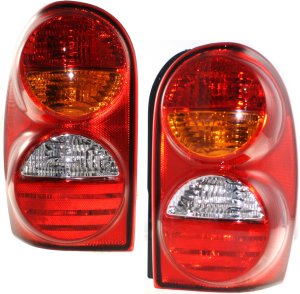 Tail Light Assembly Pair/Set for 2002-2004 Jeep Liberty, Right (Passenger) and Left (Driver) Side Replacement