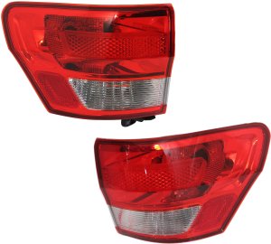 Outer Tail Light Assembly Pair/Set for 2011-2013 Jeep Grand Cherokee, Including Right (Passenger) and Left (Driver) Sides, Replacement