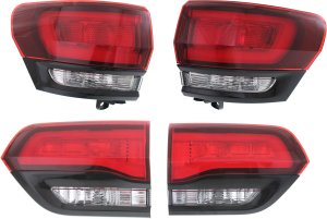 Tail Light Assembly for 2014-2021 Jeep Grand Cherokee, Right (Passenger) & Left (Driver), Inner and Outer, with Black Bezel, Suitable for SRT/Trackhawk Models, Replacement