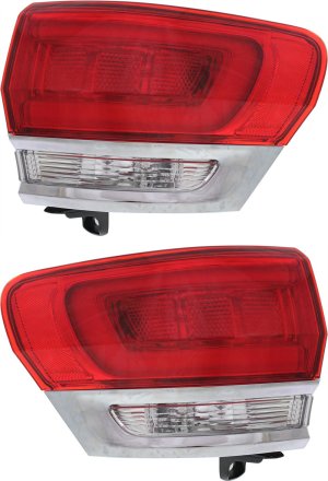 Pair/Set - Tail Light Assembly for 2014-2022 Jeep Grand Cherokee WK, Right (Passenger) and Left (Driver), Outer, Excludes SRT/Trailhawk/Trackhawk Models, with Chrome Trim Replacement
