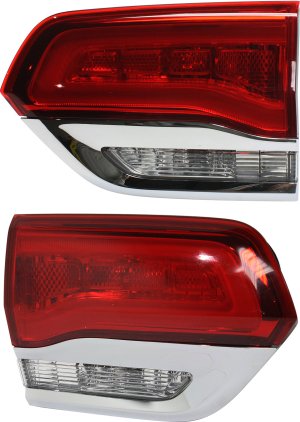 Inner Tail Light Assembly for 2014-2022 Jeep Grand Cherokee WK, Right (Passenger) and Left (Driver), Suitable for Laredo, Limited, Overland, Summit Models with Chrome Trim, Replacement Pair/Set