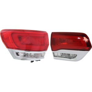 Tail Light Assembly Set for Jeep Grand Cherokee WK 2014-2022, Left (Driver) Side, Inner and Outer, Excludes SRT/Trailhawk/Trackhawk Models, with Gray Trim - Replacement