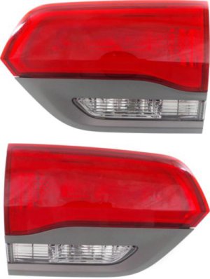 Inner Tail Light Assembly Pair/Set for 2014-2022 Jeep Grand Cherokee WK, Right (Passenger) and Left (Driver), Laredo/Limited/Overland/Summit Models, with Gray Trim Replacement