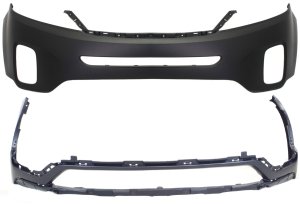 Front Bumper Cover Set for 2014-2015 KIA Sorento, Upper and Lower Parts, Primed (Ready to Paint), with Sport Package, Replacement