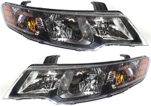 Headlight Assembly Pair/Set for Kia Forte 2010-2013, Right (Passenger) and Left (Driver), Halogen, Compatible with Hatchback and Sedan, Replacement