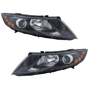 Pair/Set - Headlight Assembly for 2011-2013 OPTIMA Right (Passenger) and Left (Driver), Halogen, Excludes Hybrid Models, Korea-Built Vehicle from 12-6-2010, Replacement
