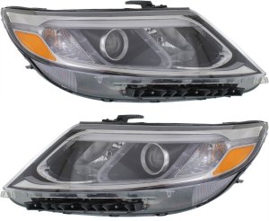 Headlight Assembly Pair/Set for 2014-2015 Sorento, Right (Passenger) and Left (Driver) Halogen Lights Without LED Accents and Auto Level Control Replacement