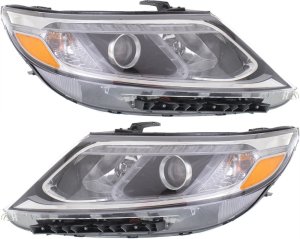 Headlight Assembly Pair/Set for 2014-2015 KIA Sorento, Right (Passenger) and Left (Driver), Halogen with LED Accents, Without Auto Level Control, Replacement