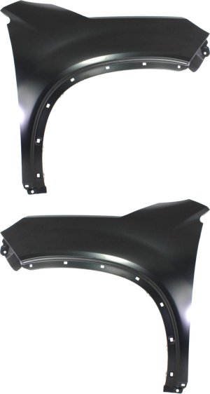 Front Fender Pair/Set for 2011 Kia Sorento, Right (Passenger) and Left (Driver), Primed (Ready to Paint), without Side Garnish Hole, without Signal Light Hole, Replacement