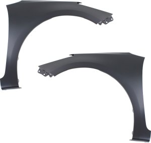 Front Fender Pair/Set for KIA Forte 2014-2018, Right (Passenger) and Left (Driver), Primed (Ready to Paint), Steel, Forte Koup without Rocker Mouldings, Replacement