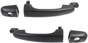 Front Exterior Door Handle Pair/Set for KIA Spectra 2004-2009, Right (Passenger) and Left (Driver), Primed (Ready to Paint) Black Handle+Cover with Keyhole, New Body Style, Replacement
