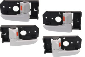 Interior Front and Rear Door Handle Pair/Set for Kia Spectra 2004-2009 / Spectra5 2005-2009, Right (Passenger) And Left (Driver), Light Gray, Plastic, Replacement