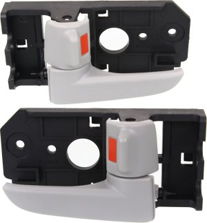 Front Door Handle Pair/Set for Kia Spectra/Spectra5 2004-2009, Interior, Light Gray, Plastic, Right (Passenger) and Left (Driver) Replacement