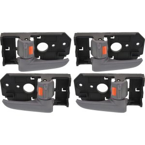Front and Rear Door Handle Pair/Set for KIA Spectra 2004-2009, Right (Passenger) and Left (Driver), Gray, Plastic Replacement