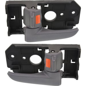 Front Door Handle Pair/Set for KIA Spectra / Spectra5 (2004-2009), Right (Passenger) and Left (Driver), Inside, Gray, Plastic - Equivalent to Rear, Replacement