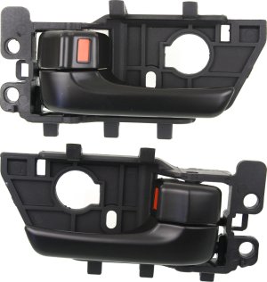 Front Door Handle Pair/Set for Kia Forte / Forte Koup 2010-2013, Right (Passenger) and Left (Driver), Inside, All Black, Primed (Ready to Paint), Plastic, Replacement