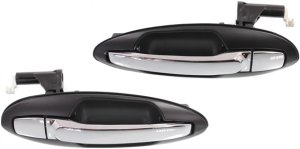 Rear Exterior Door Handle Pair/Set for 2001-2006 Optima/Magentis and 2002-2005 Sonata, Right (Passenger) & Left (Driver), Chrome-Black, Old Body Style - Replacement