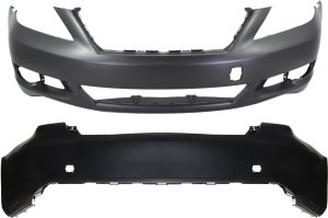 Front and Rear Bumper Cover Set for 2010-2012 Lexus LS460, Primed (Ready to Paint) without Sport Appearance Package, Replacement