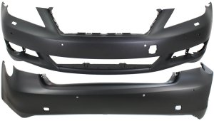 Front and Rear Bumper Cover Set for 2010-2012 Lexus LS460, Primed (Ready to Paint), Excludes Sport Appearance Package, Replacement