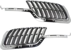 Grille Pair/Set for 2010-2012 Lincoln MKZ Right (Passenger) and Left (Driver), Chrome Shell with Dark Gray Insert, without Emblem Provision, with Sport Appearance Package Replacement