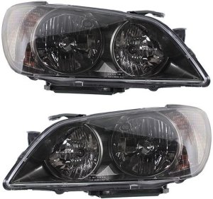 Headlight Assembly Pair/Set for Lexus IS300 2004-2005, Right (Passenger) and Left (Driver), HID/Xenon, with HID Pair/Set, Special Design, with Sport Package, Black Replacement