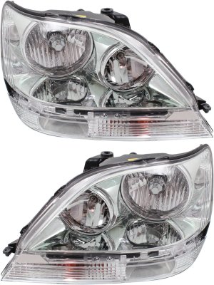 Headlight Assembly Pair/Set for Lexus RX300 1999-2003, Right (Passenger) and Left (Driver), HID/Xenon with HID Pair/Set, Replacement